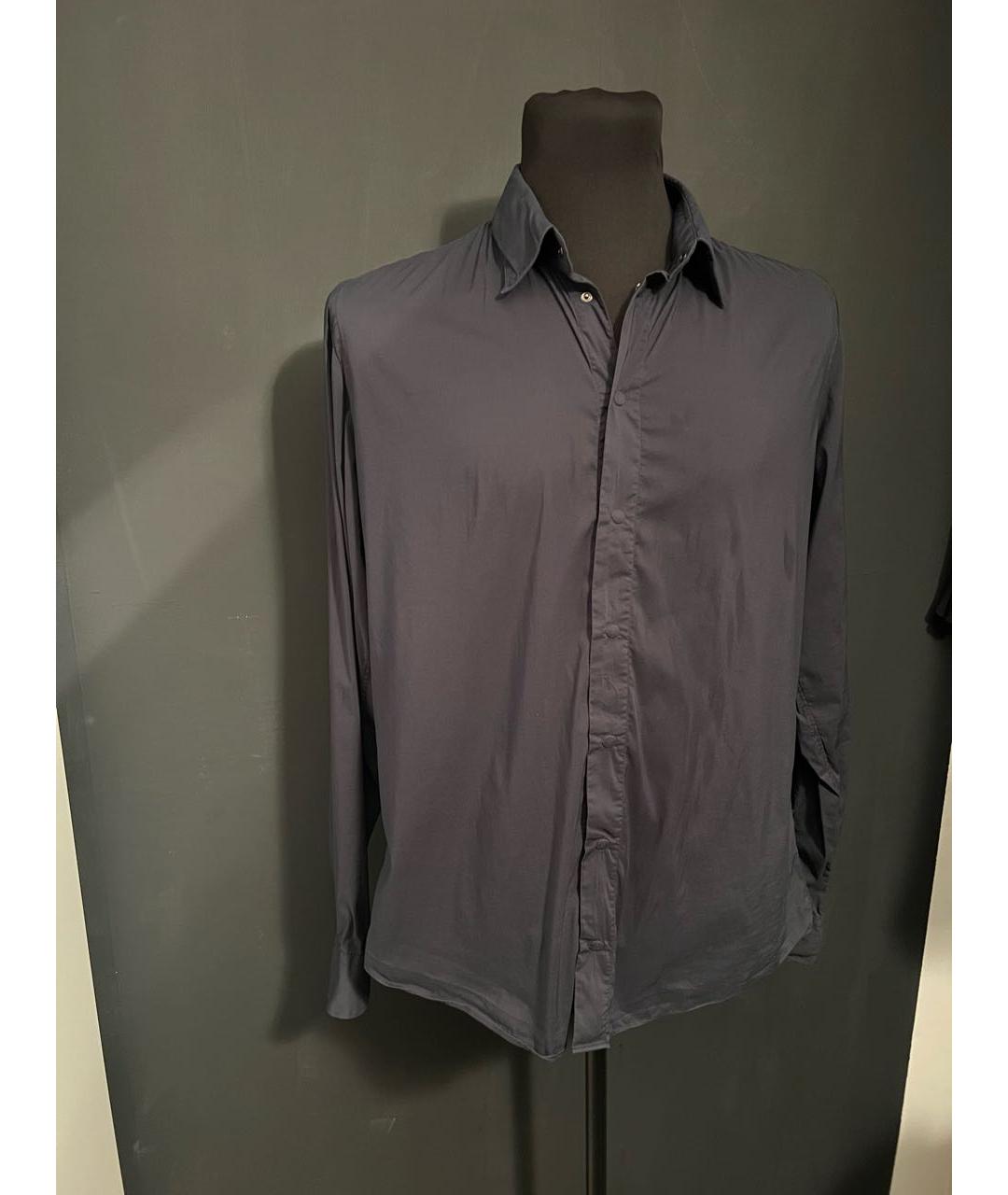 GIORGIO ARMANI Темно-синяя хлопковая кэжуал рубашка, фото 5