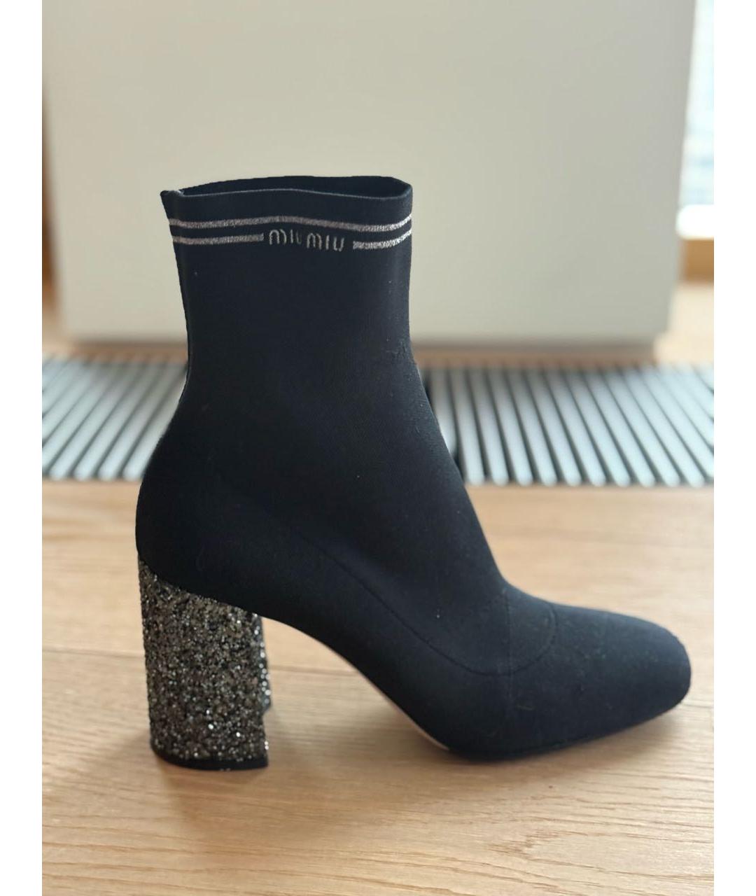 MIU MIU Черные текстильные ботильоны, фото 6