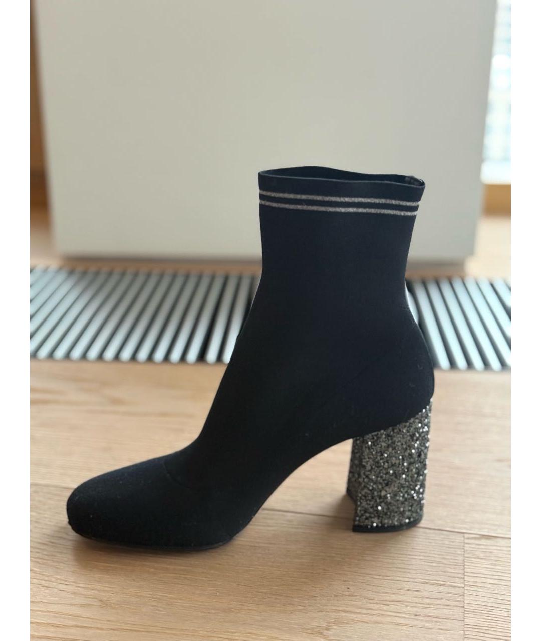 MIU MIU Черные текстильные ботильоны, фото 2