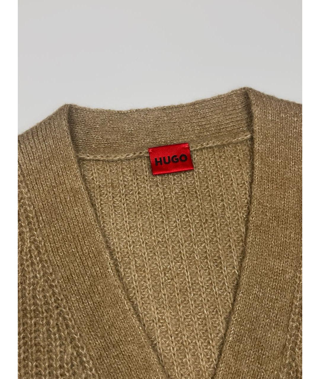 HUGO Бежевый шерстяной кардиган, фото 3