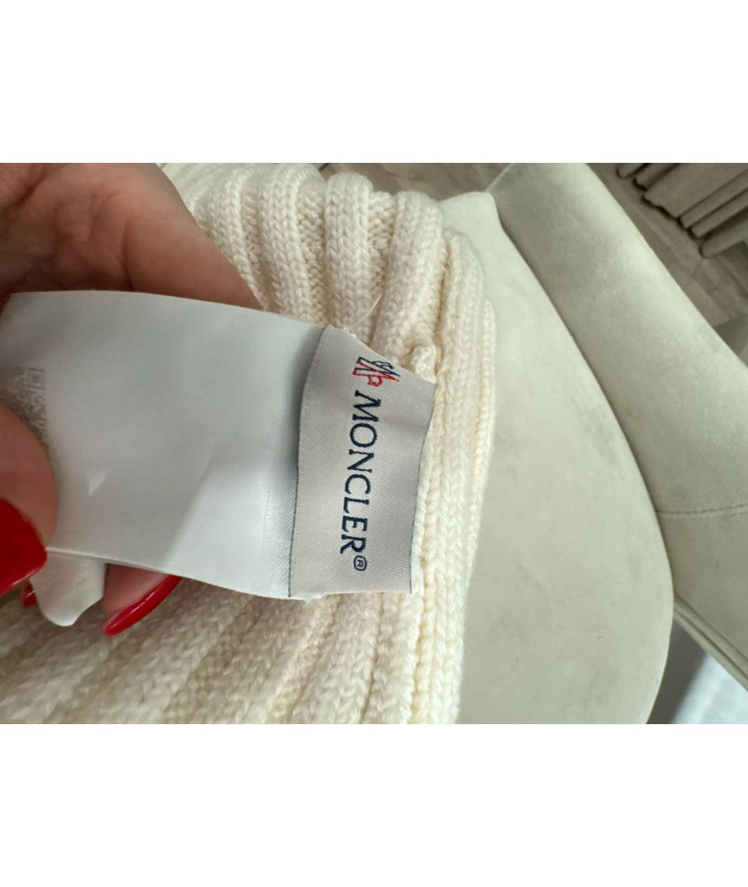 MONCLER Белая шерстяная шапка, фото 5