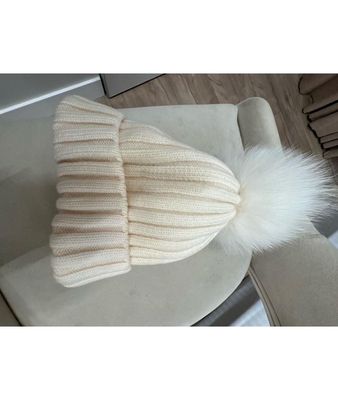 MONCLER Белая шерстяная шапка, фото 2