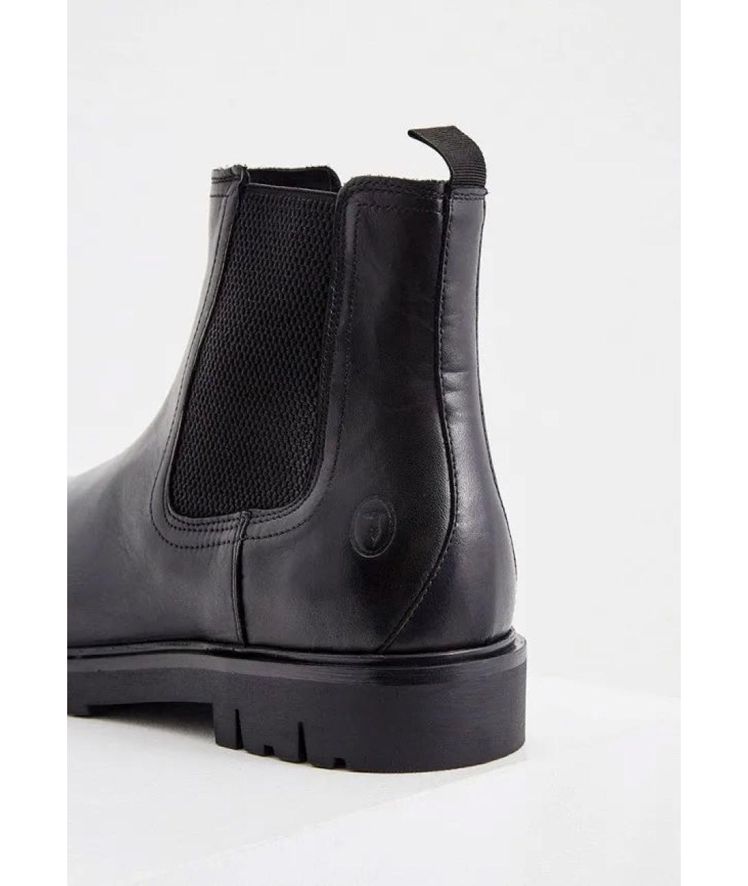 TRUSSARDI JEANS Черные кожаные высокие ботинки, фото 2