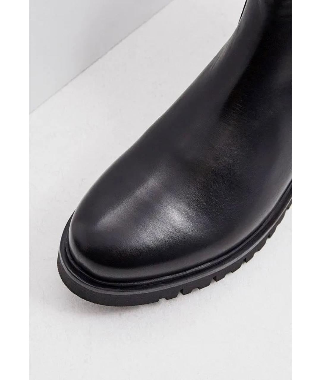 TRUSSARDI JEANS Черные кожаные высокие ботинки, фото 3
