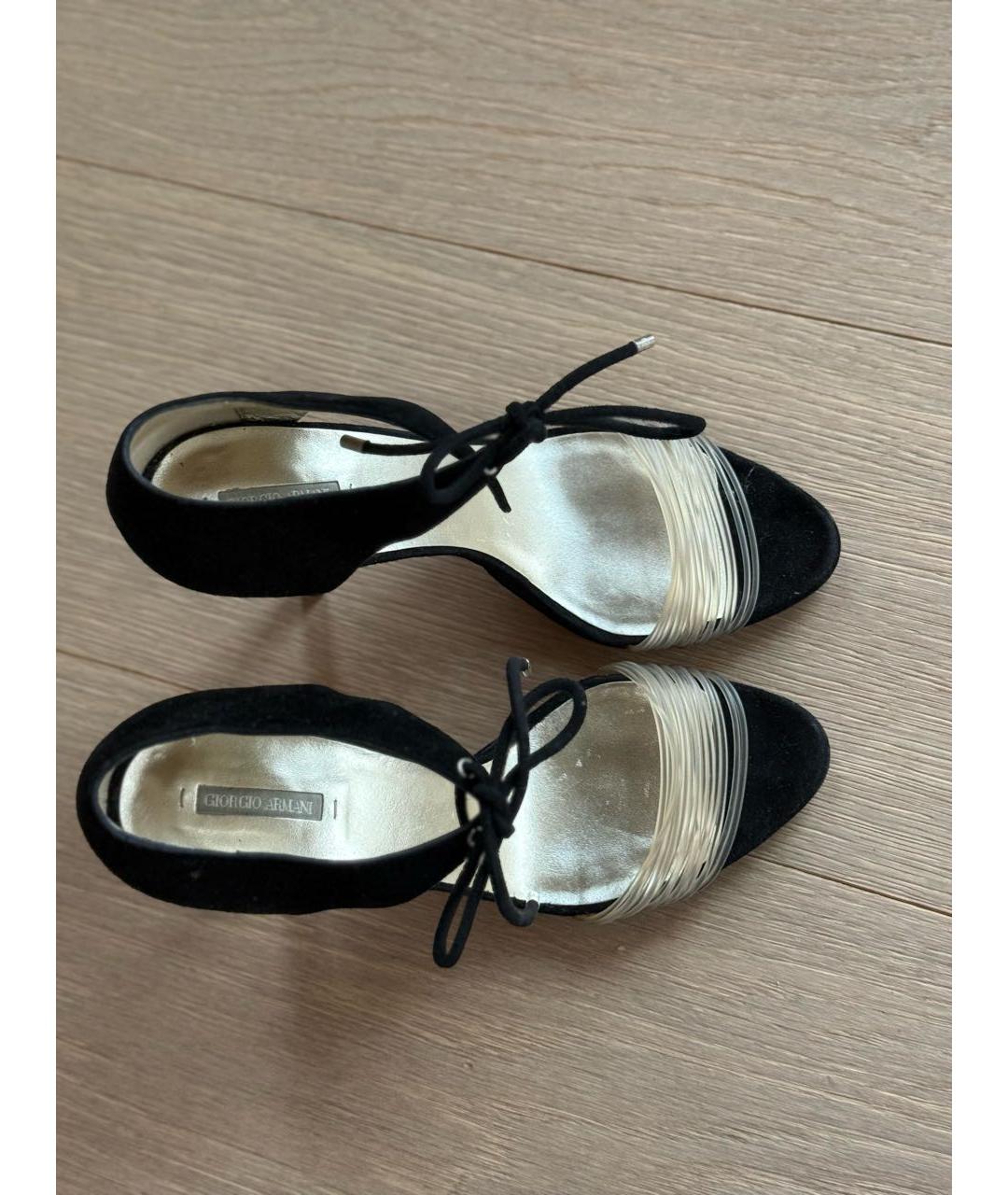 GIORGIO ARMANI Черные замшевые босоножки, фото 5