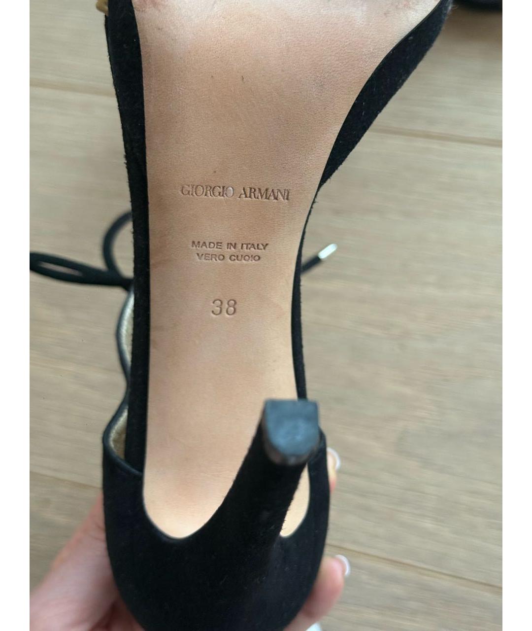 GIORGIO ARMANI Черные замшевые босоножки, фото 6