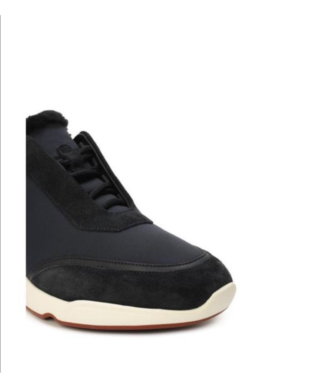 LORO PIANA Темно-синие замшевые кроссовки, фото 3