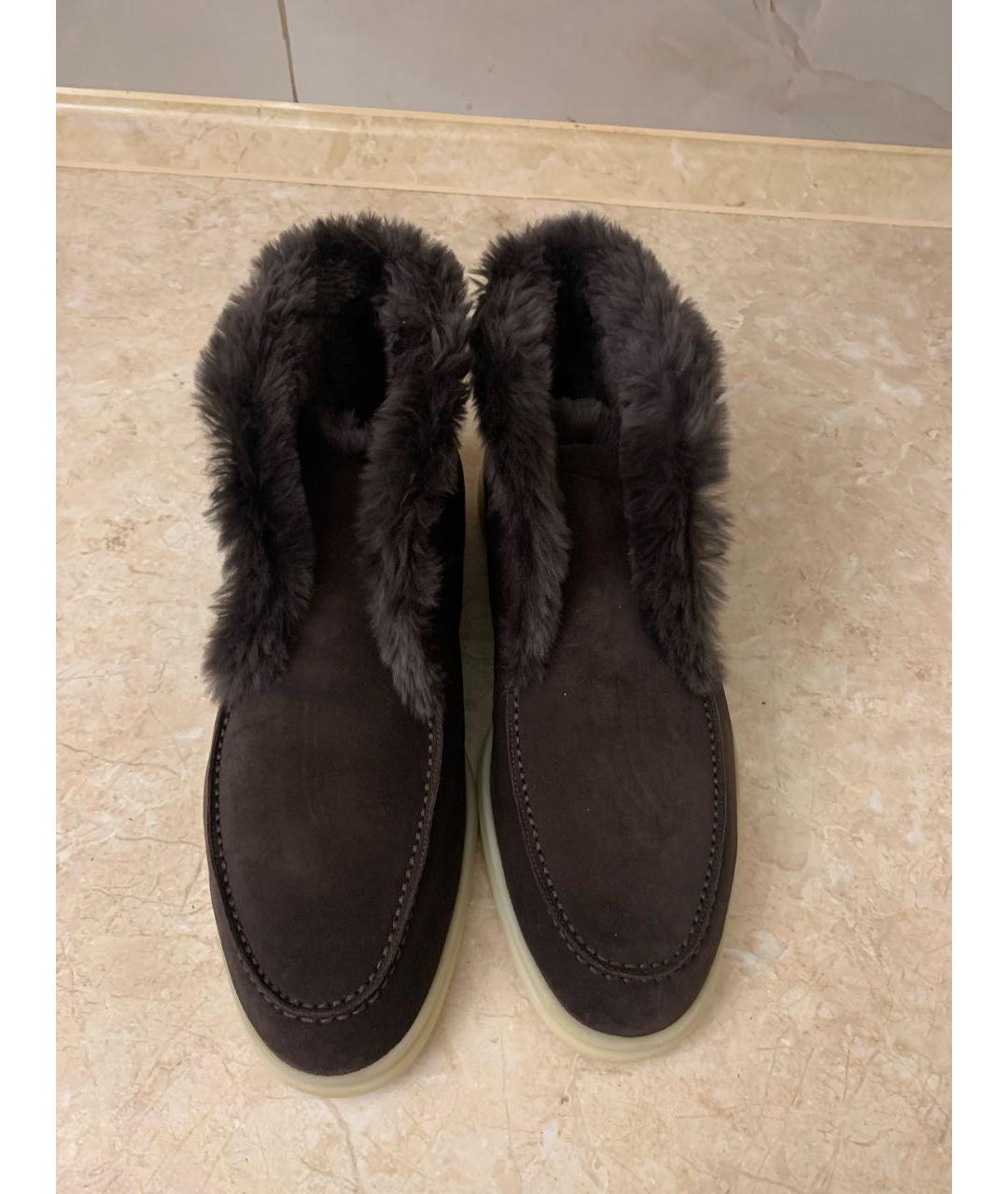 LORO PIANA Коричневые замшевые ботинки, фото 7