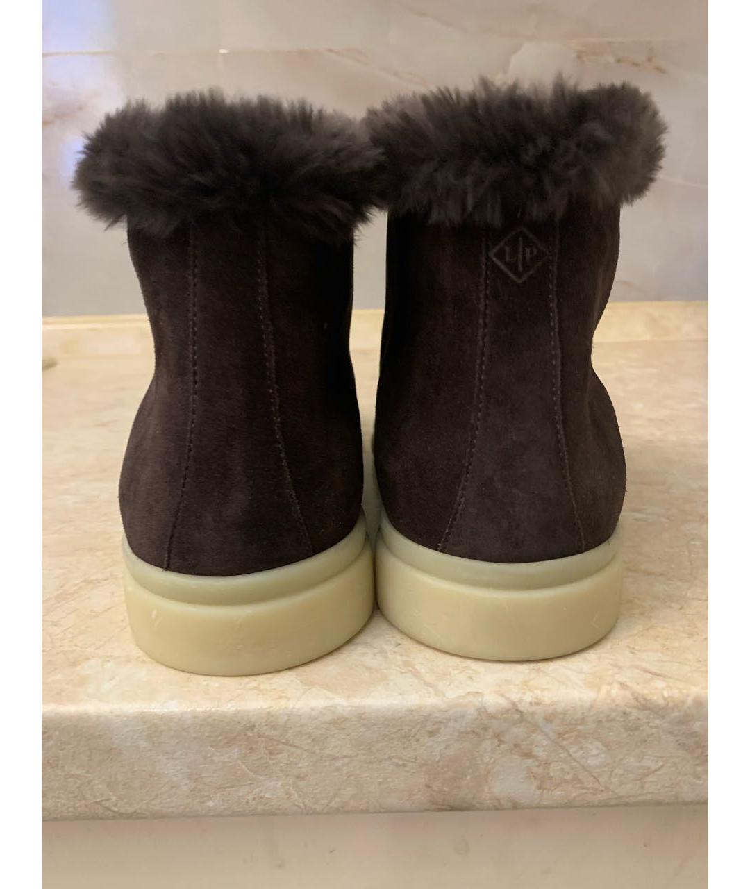 LORO PIANA Коричневые замшевые ботинки, фото 8