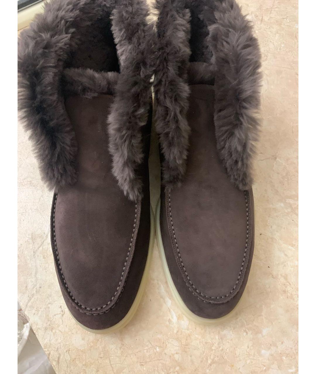 LORO PIANA Коричневые замшевые ботинки, фото 3