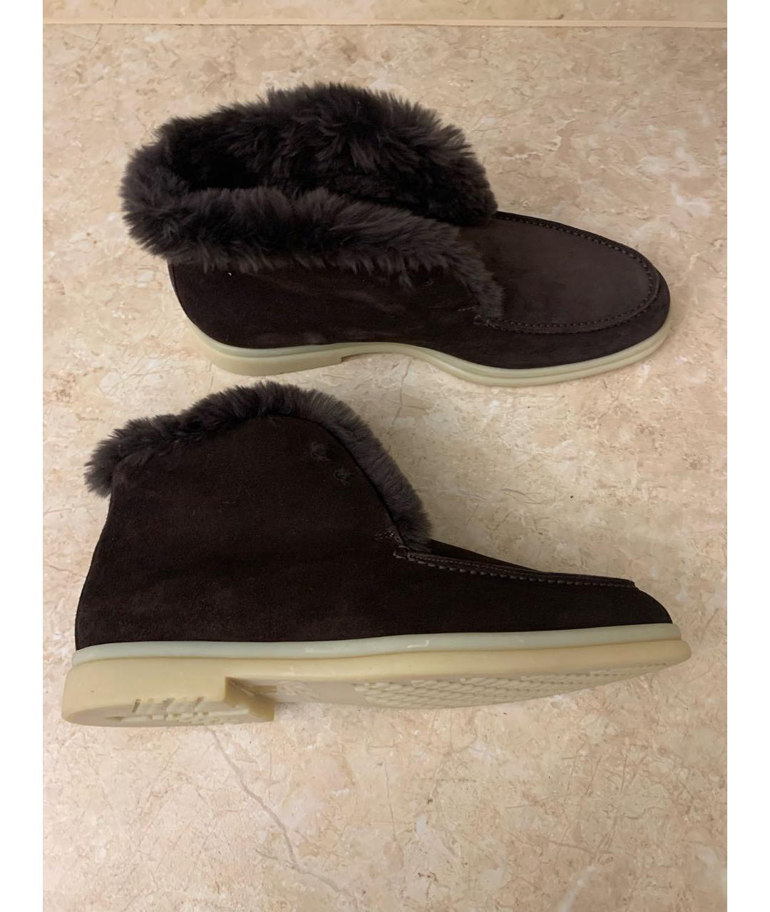 LORO PIANA Коричневые замшевые ботинки, фото 9