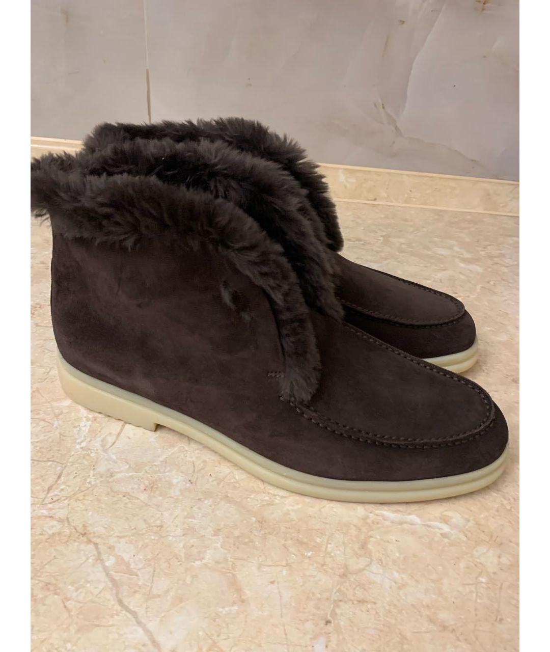 LORO PIANA Коричневые замшевые ботинки, фото 2