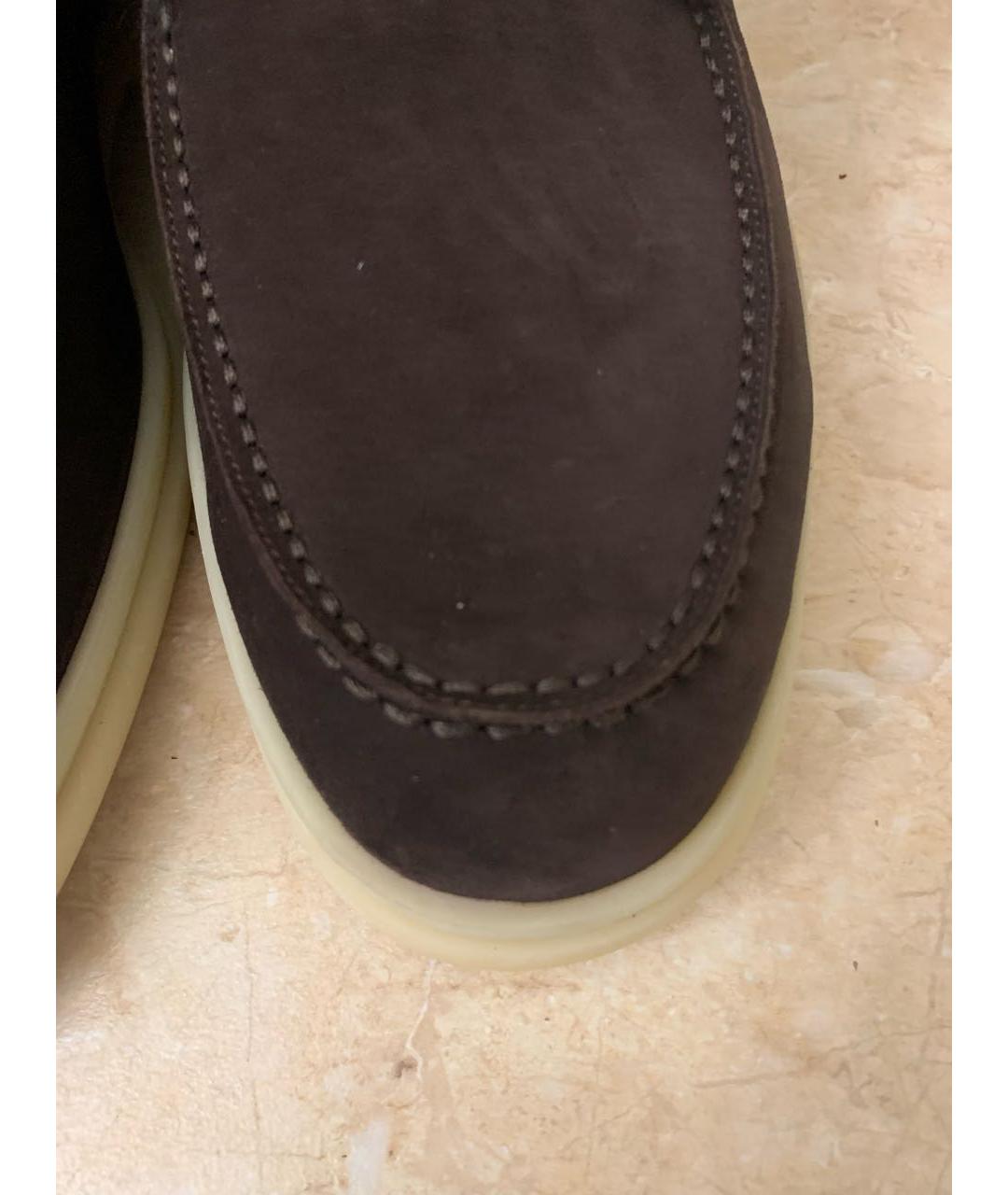 LORO PIANA Коричневые замшевые ботинки, фото 4