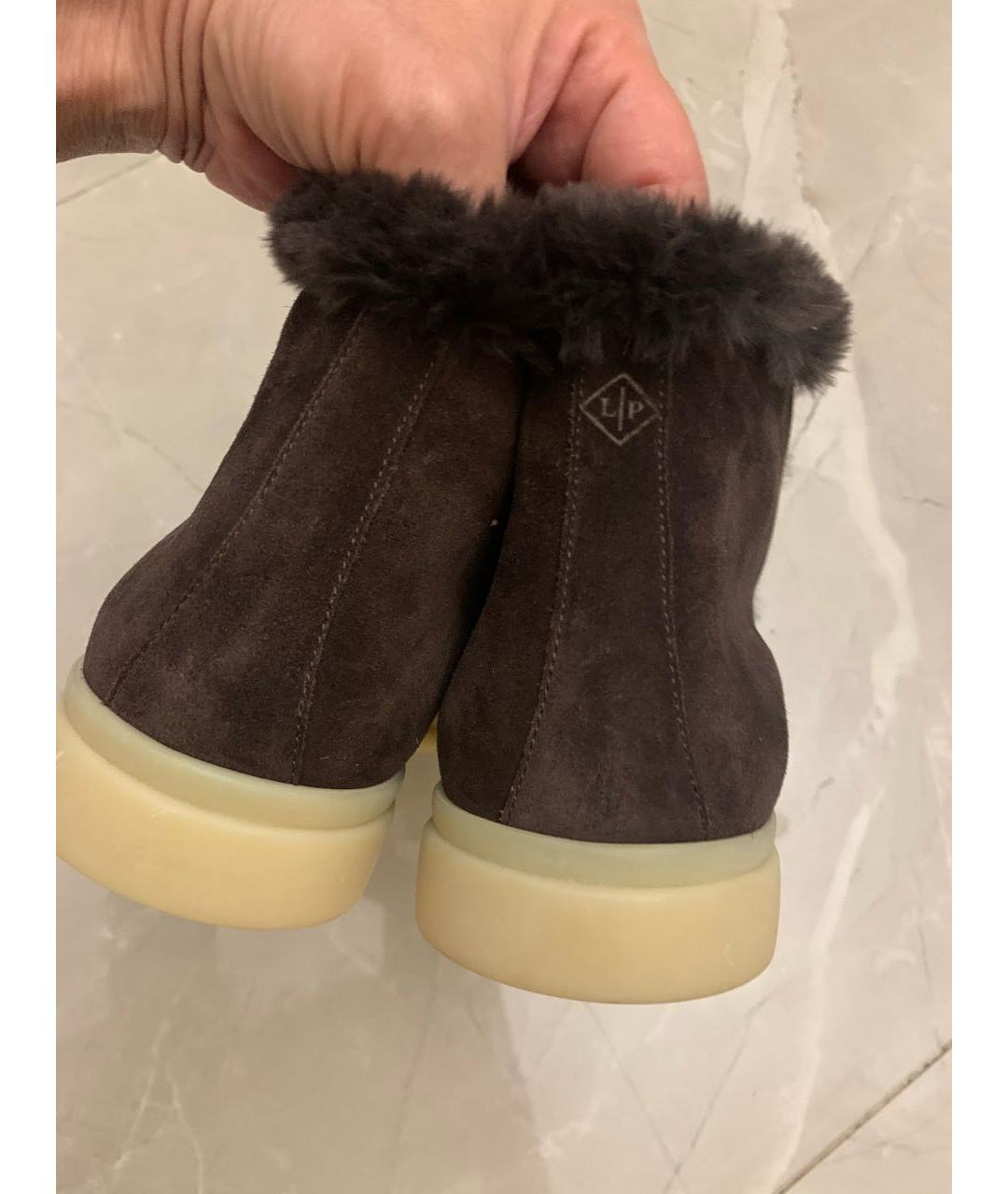 LORO PIANA Коричневые замшевые ботинки, фото 6