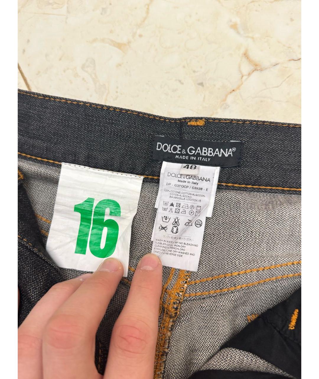 DOLCE&GABBANA Черные хлопковые прямые джинсы, фото 3