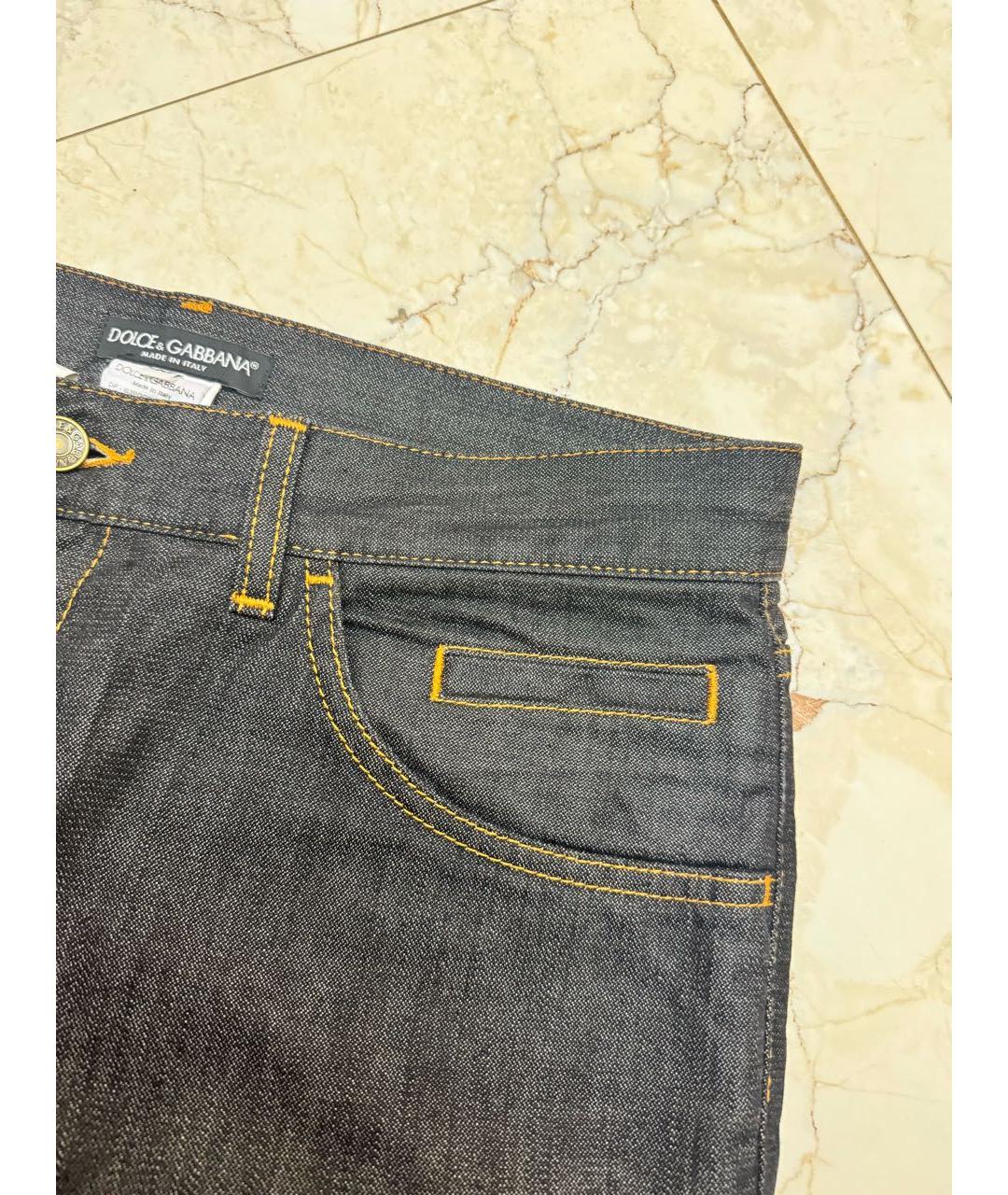 DOLCE&GABBANA Черные хлопковые прямые джинсы, фото 4