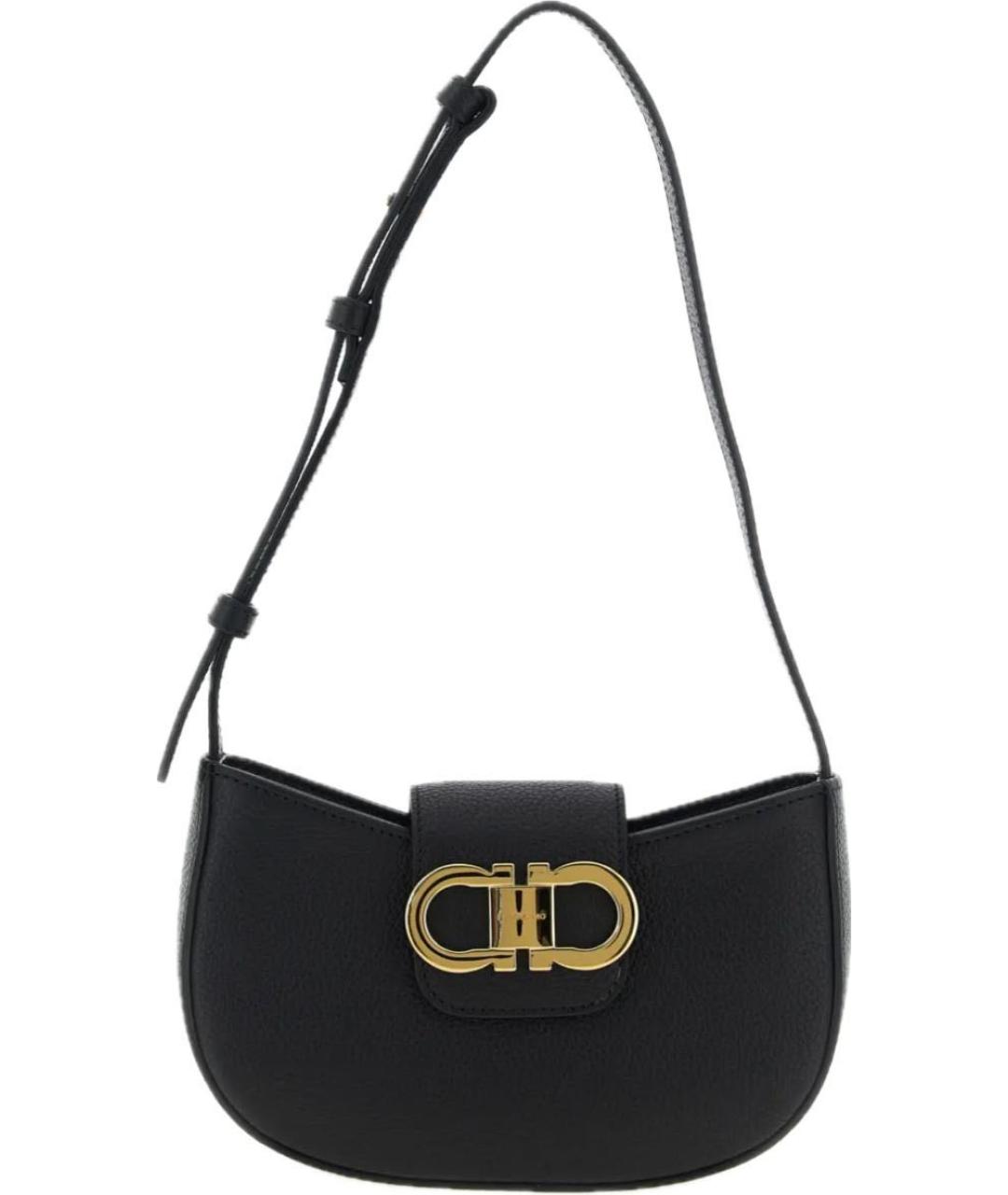 FERRAGAMO Черная кожаная сумка через плечо, фото 9