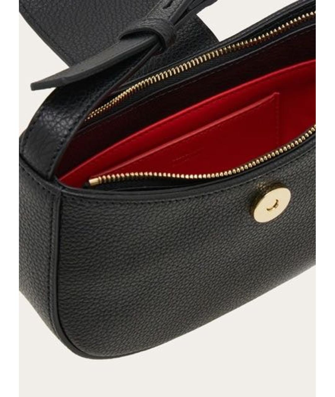 FERRAGAMO Черная кожаная сумка через плечо, фото 3