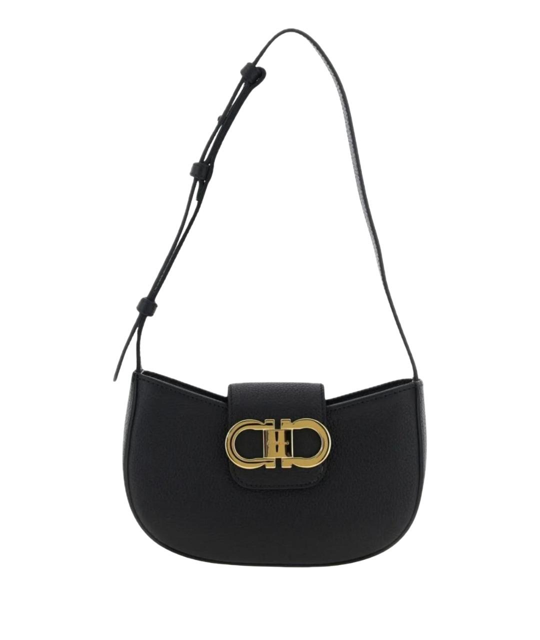 FERRAGAMO Черная кожаная сумка через плечо, фото 1