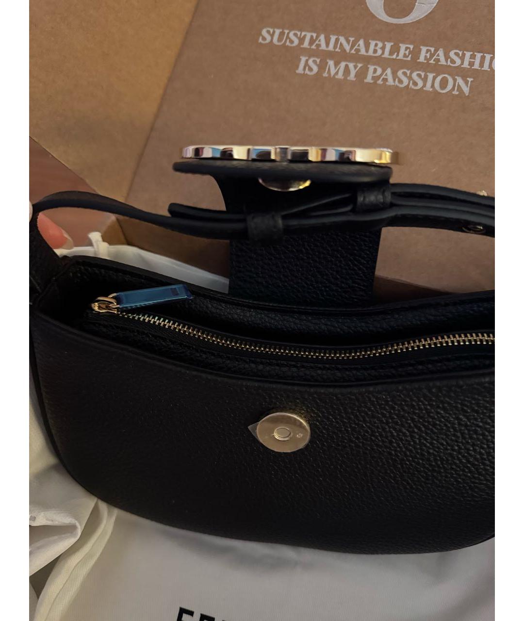 FERRAGAMO Черная кожаная сумка через плечо, фото 6