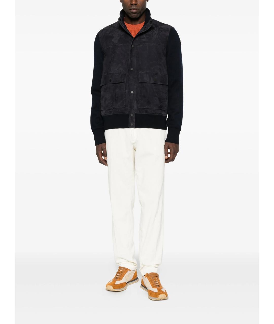 MONCLER Темно-синий замшевый кардиган, фото 2