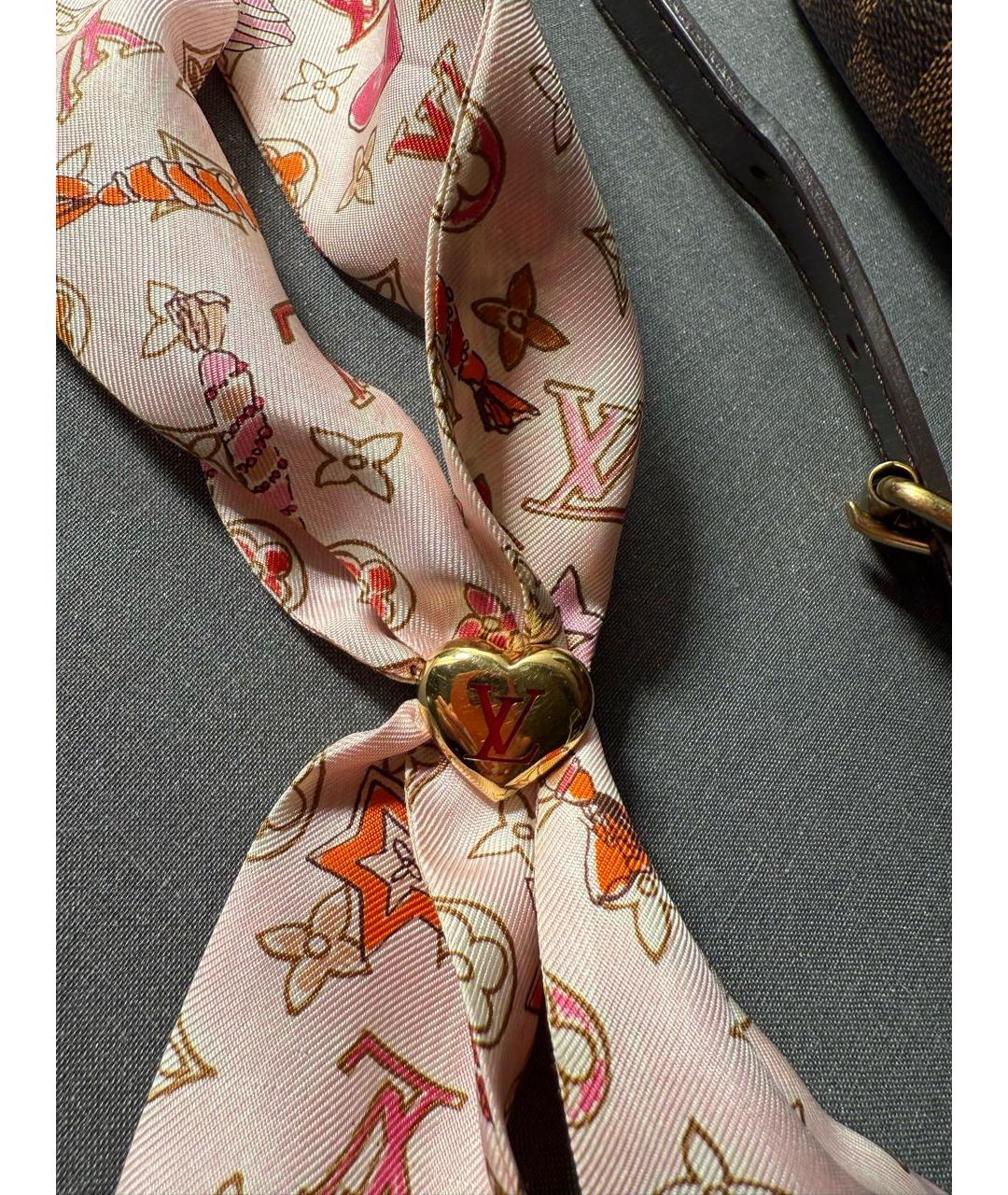 LOUIS VUITTON Розовый шелковый шарф, фото 3