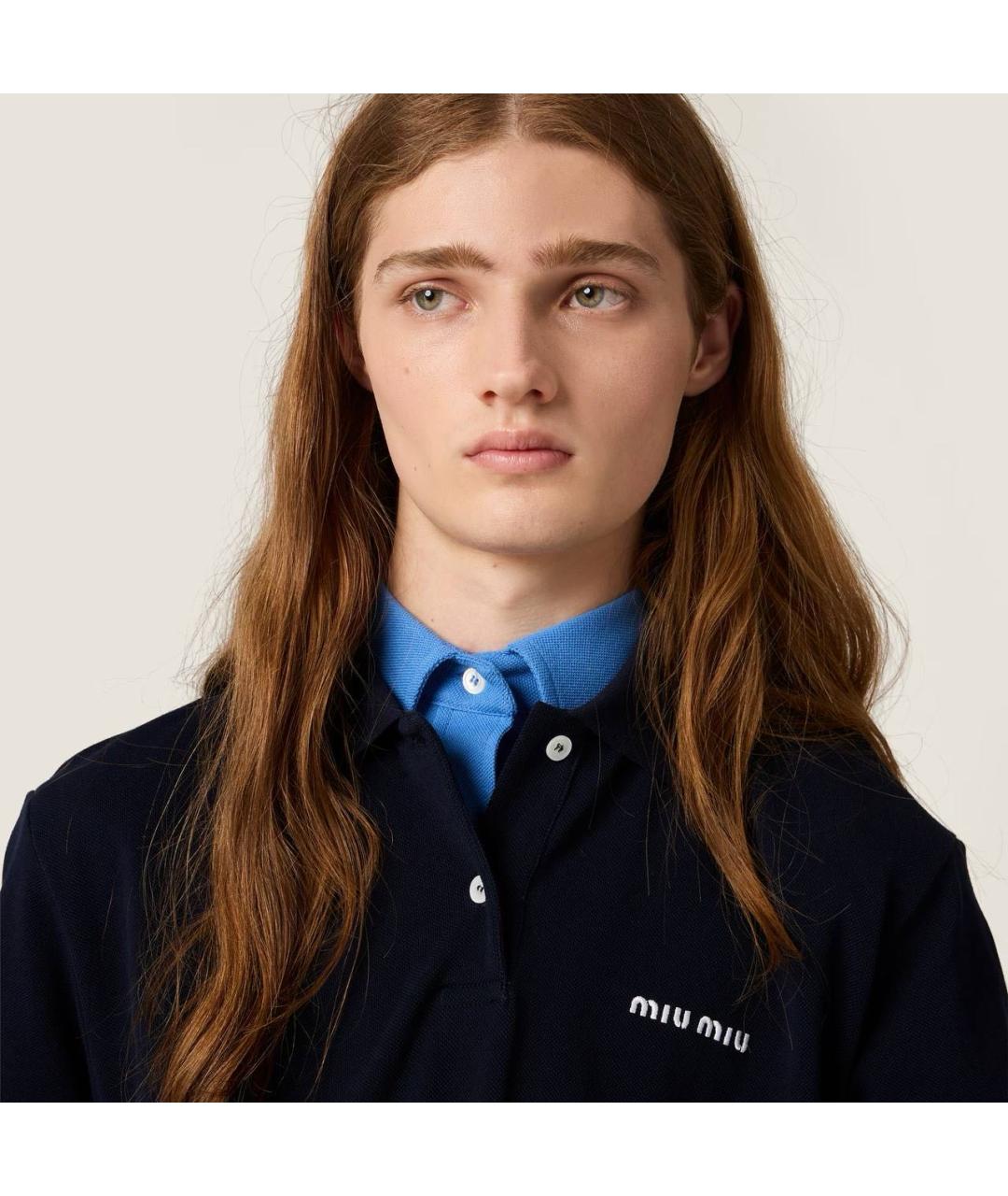 MIU MIU Темно-синее хлопковое повседневное платье, фото 7