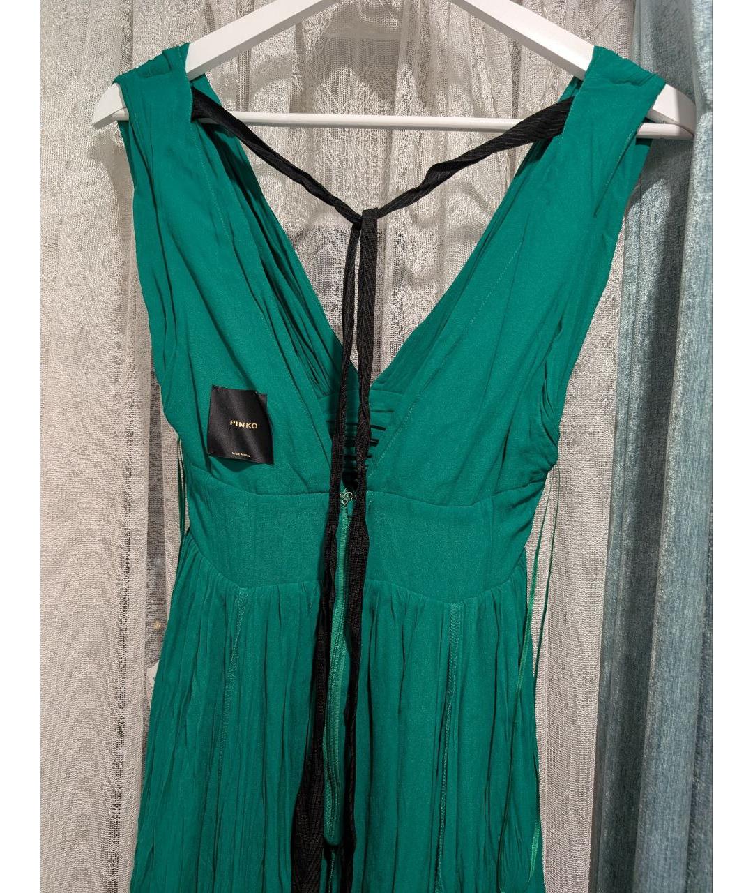 PINKO Зеленые вискозное вечернее платье, фото 3
