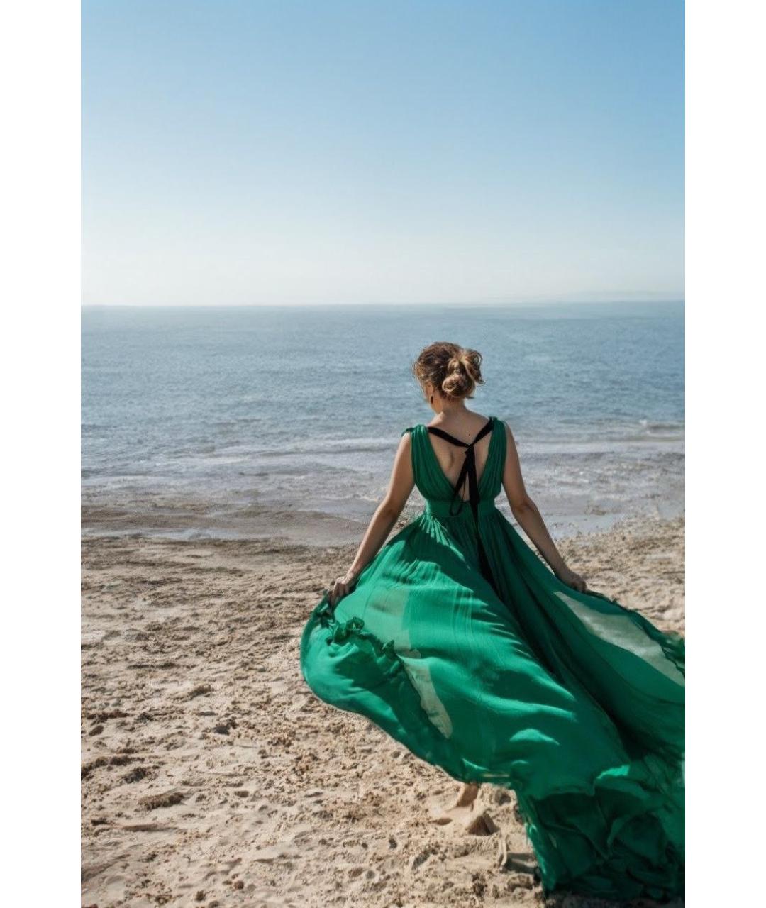 PINKO Зеленые вискозное вечернее платье, фото 8