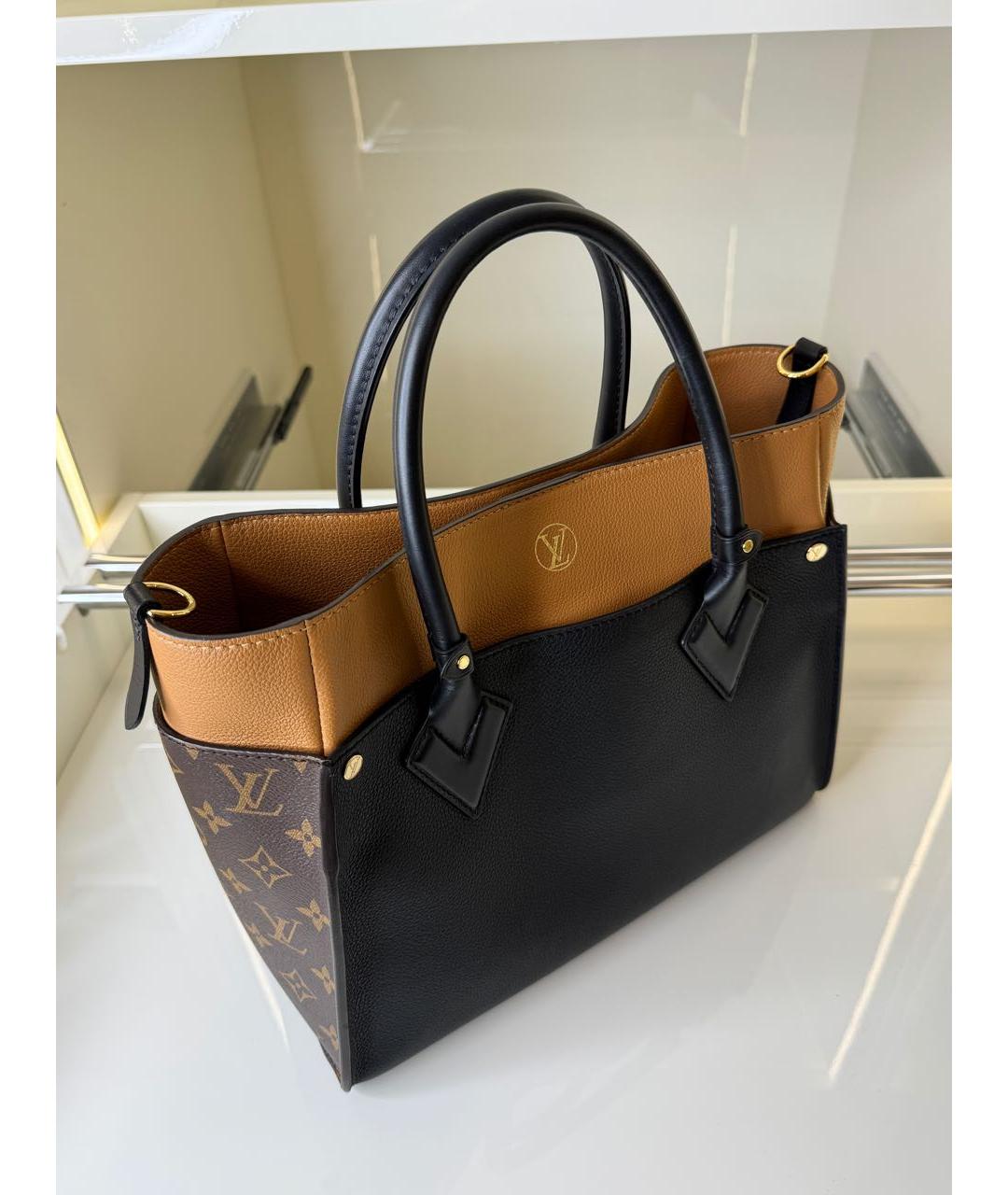 LOUIS VUITTON Черная кожаная сумка с короткими ручками, фото 5