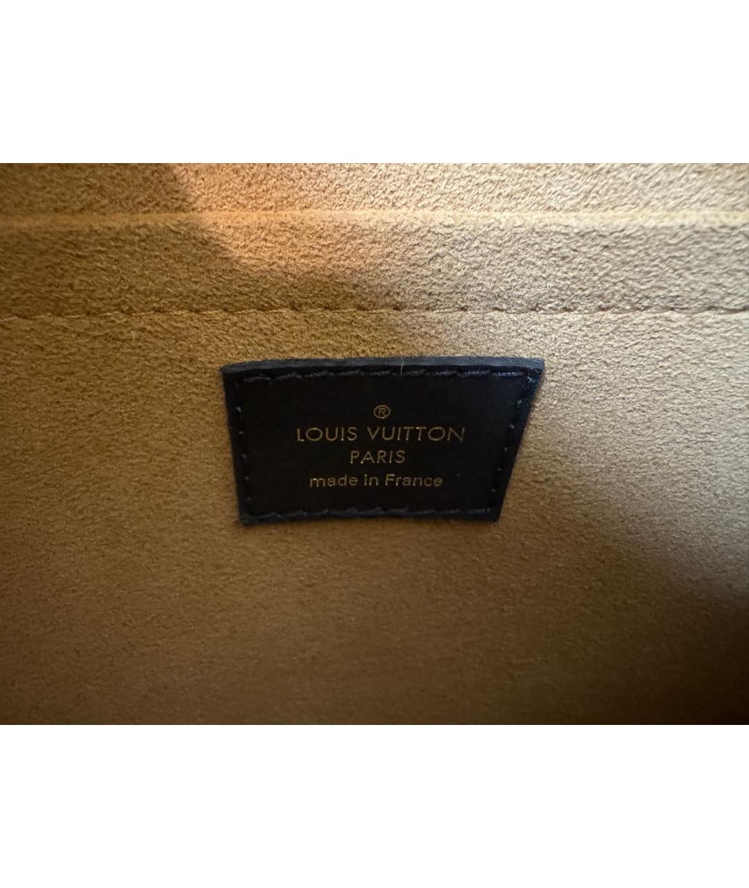 LOUIS VUITTON Черная кожаная сумка с короткими ручками, фото 6