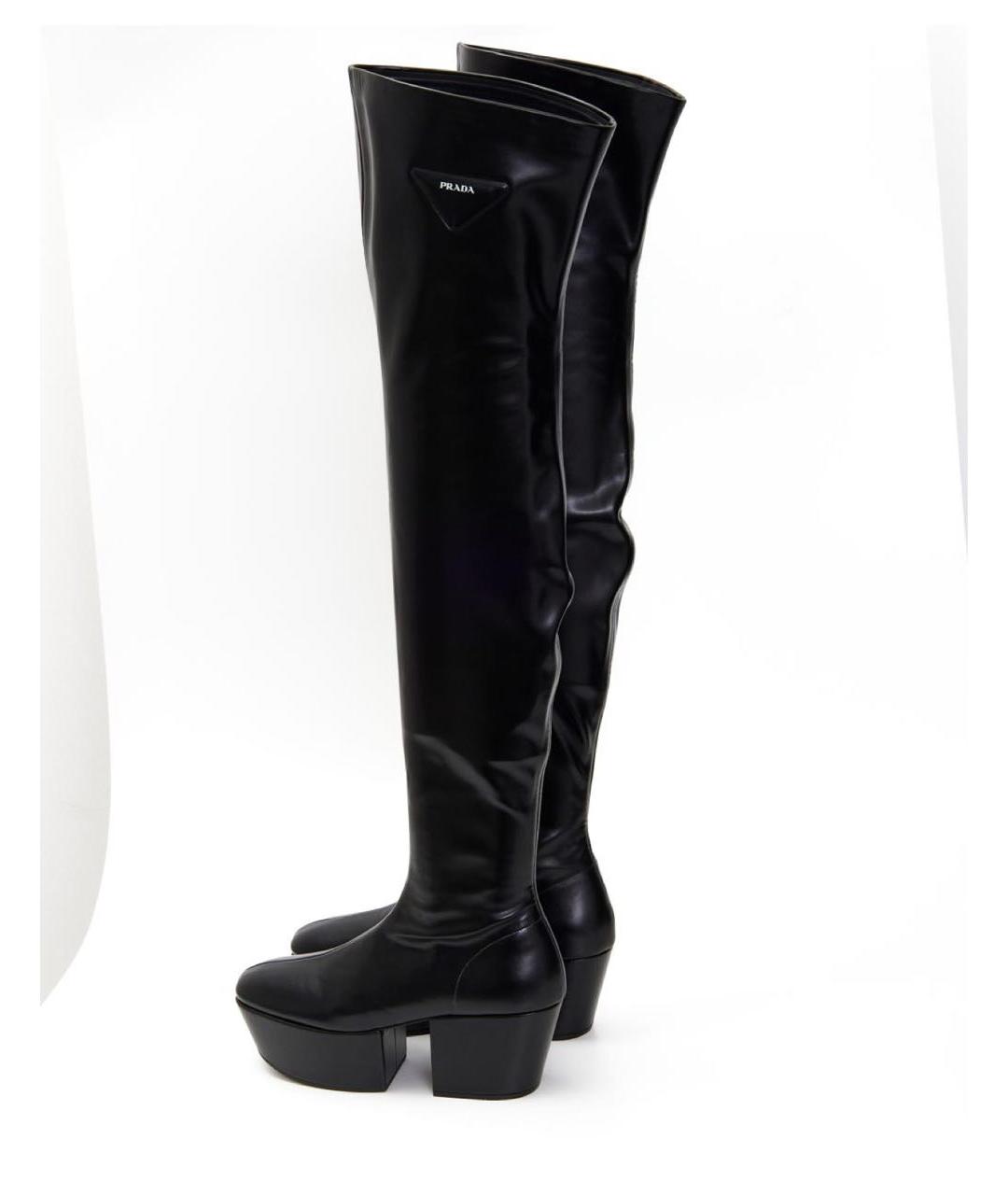 PRADA Черные кожаные ботфорты, фото 4