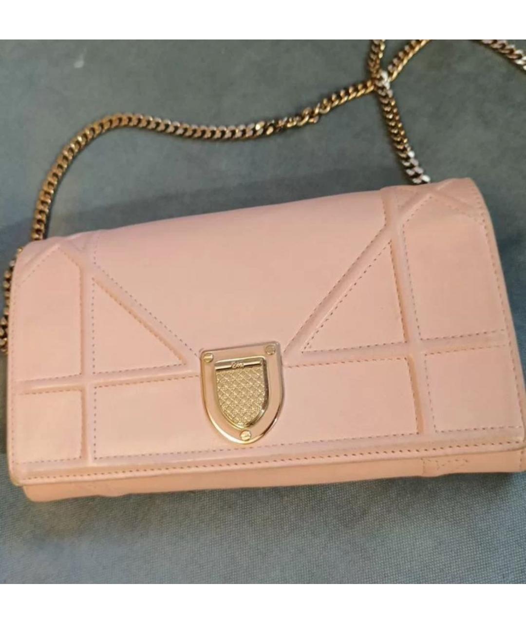 CHRISTIAN DIOR Розовая кожаная сумка через плечо, фото 2