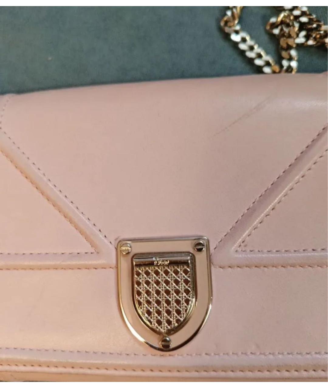 CHRISTIAN DIOR Розовая кожаная сумка через плечо, фото 4