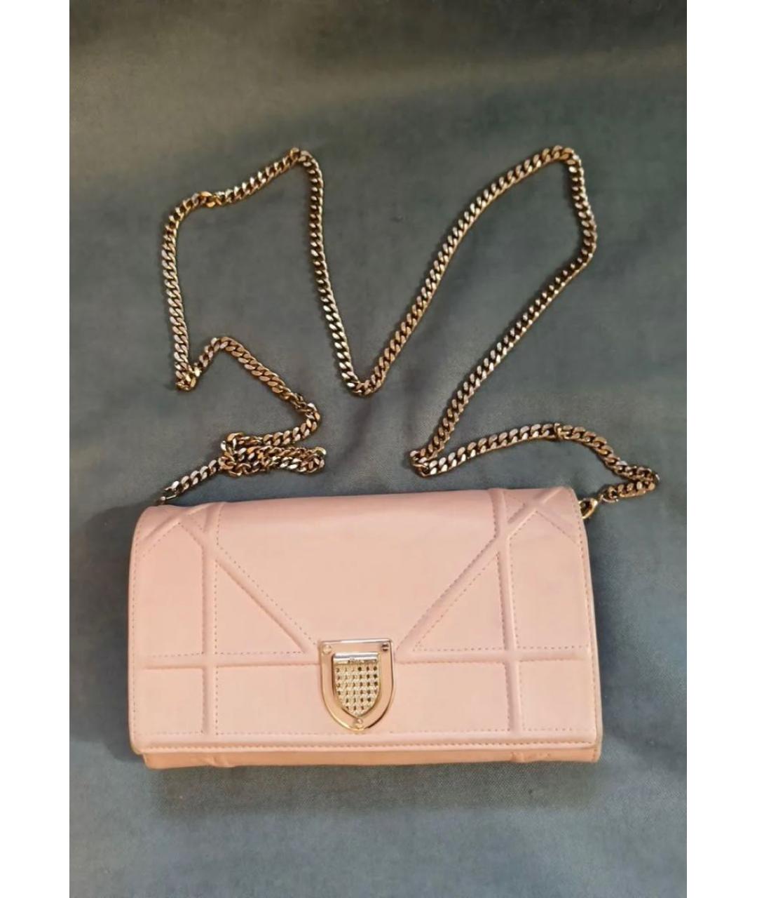 CHRISTIAN DIOR Розовая кожаная сумка через плечо, фото 6