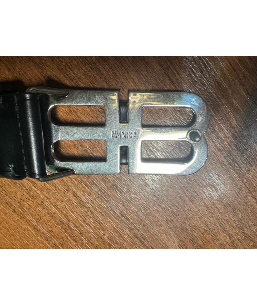BALENCIAGA Черный кожаный ремень, фото 2