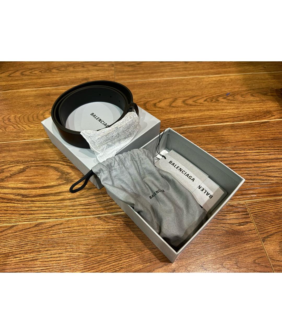 BALENCIAGA Черный кожаный ремень, фото 4