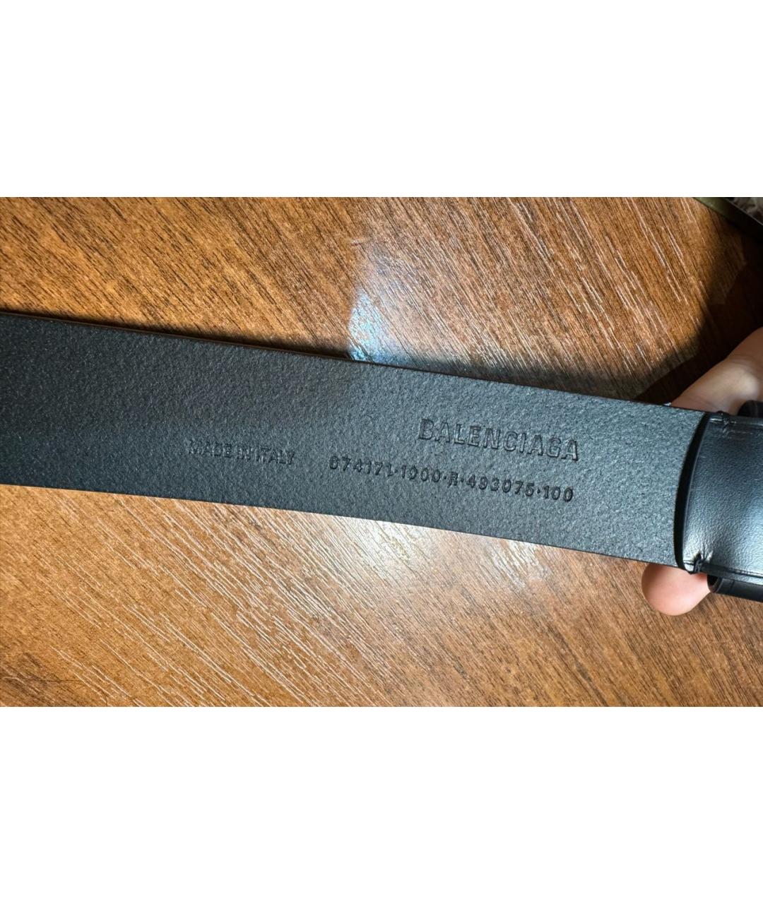 BALENCIAGA Черный кожаный ремень, фото 3