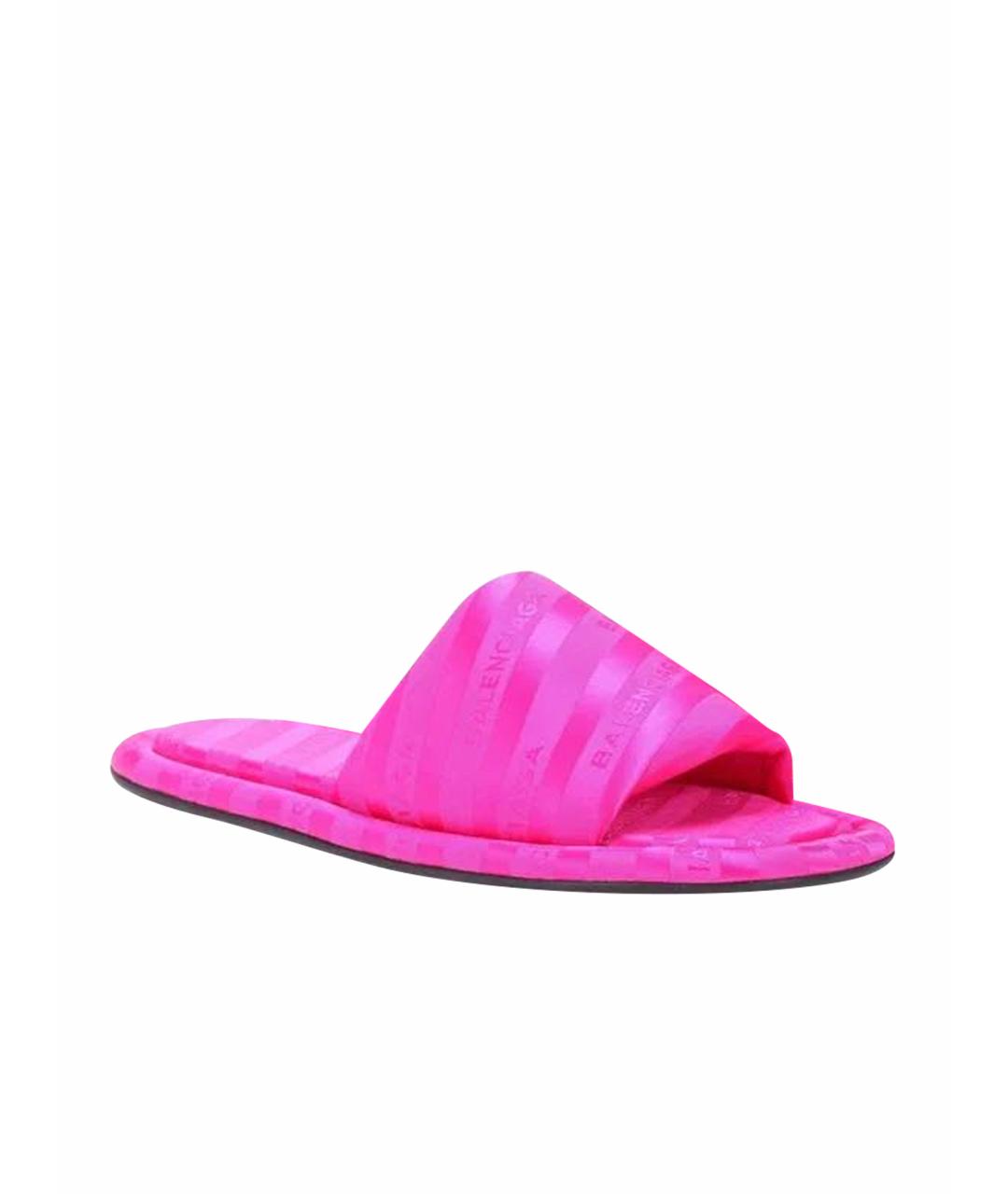BALENCIAGA Фуксия текстильные шлепанцы, фото 1