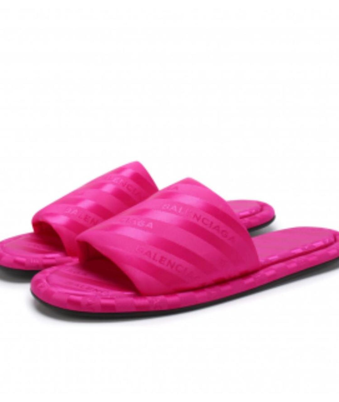 BALENCIAGA Фуксия текстильные шлепанцы, фото 4