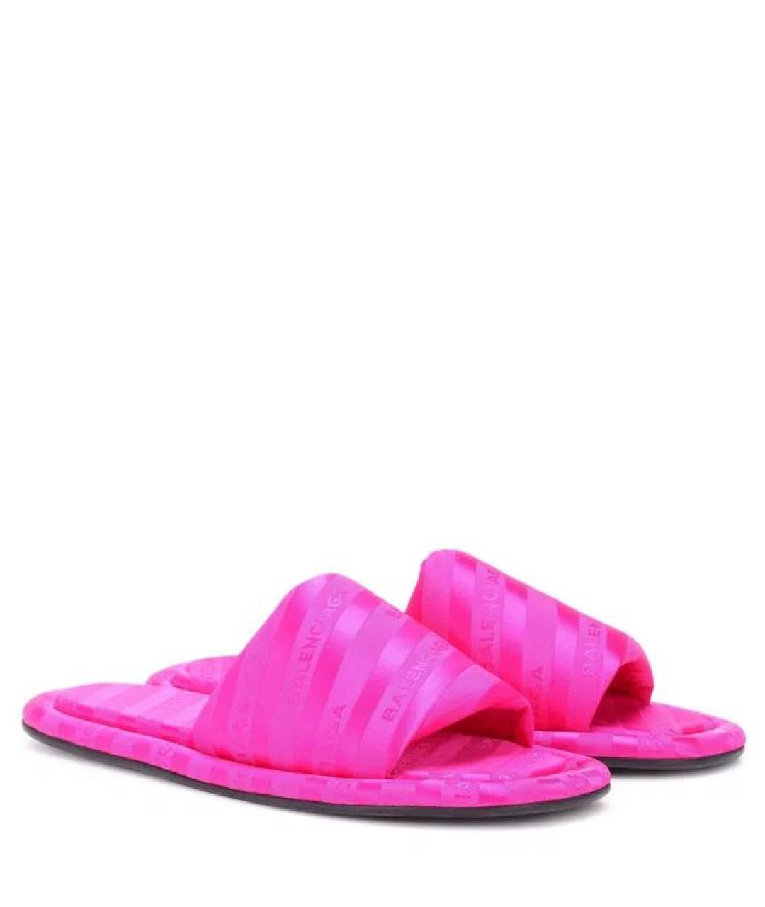 BALENCIAGA Фуксия текстильные шлепанцы, фото 6