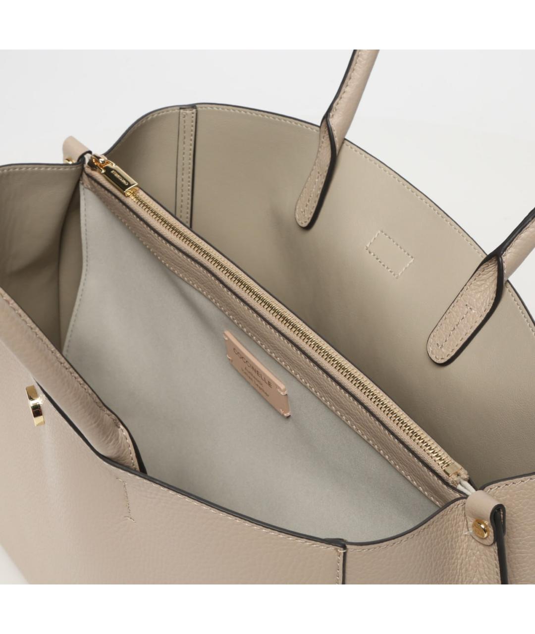 COCCINELLE Бежевая кожаная сумка тоут, фото 2