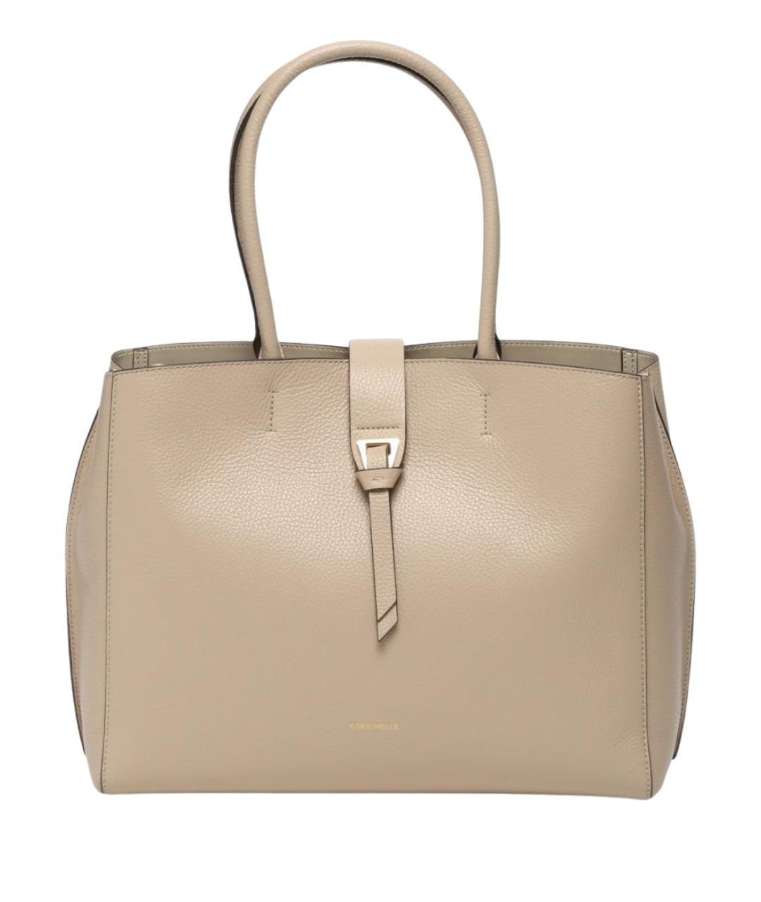 COCCINELLE Бежевая кожаная сумка тоут, фото 1