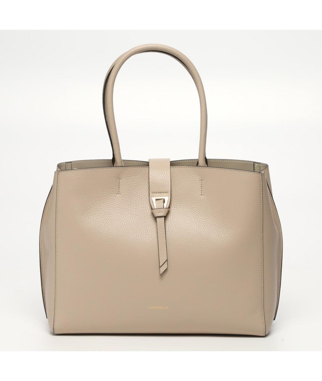 COCCINELLE Бежевая кожаная сумка тоут, фото 6