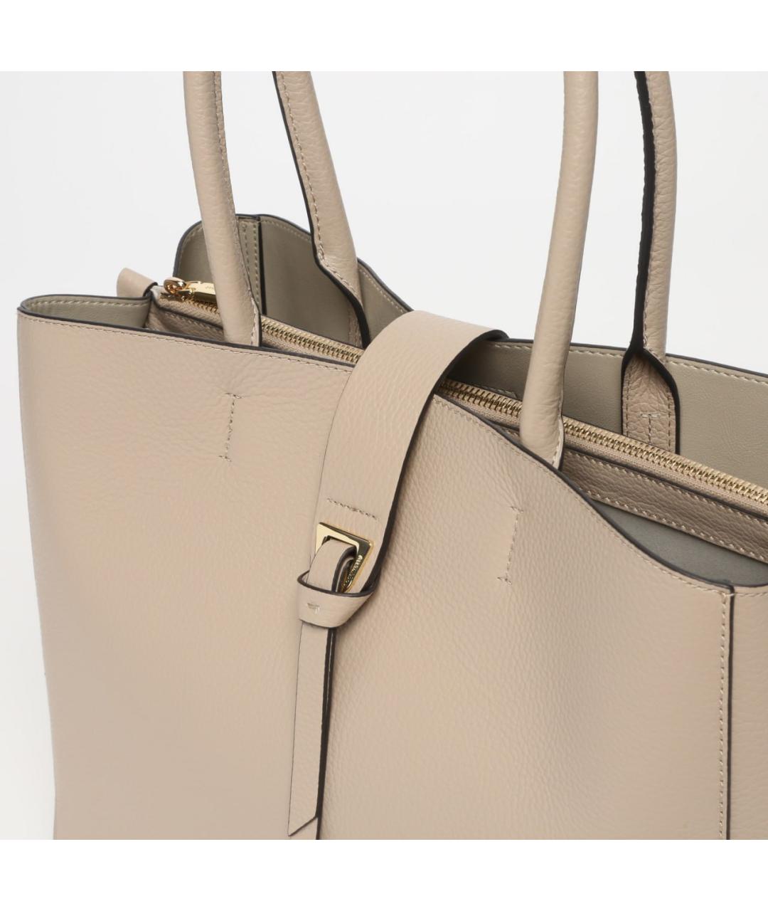 COCCINELLE Бежевая кожаная сумка тоут, фото 3