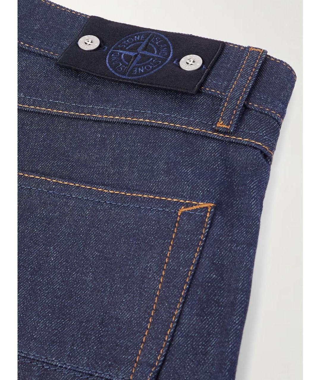 STONE ISLAND Темно-синие хлопковые прямые джинсы, фото 2