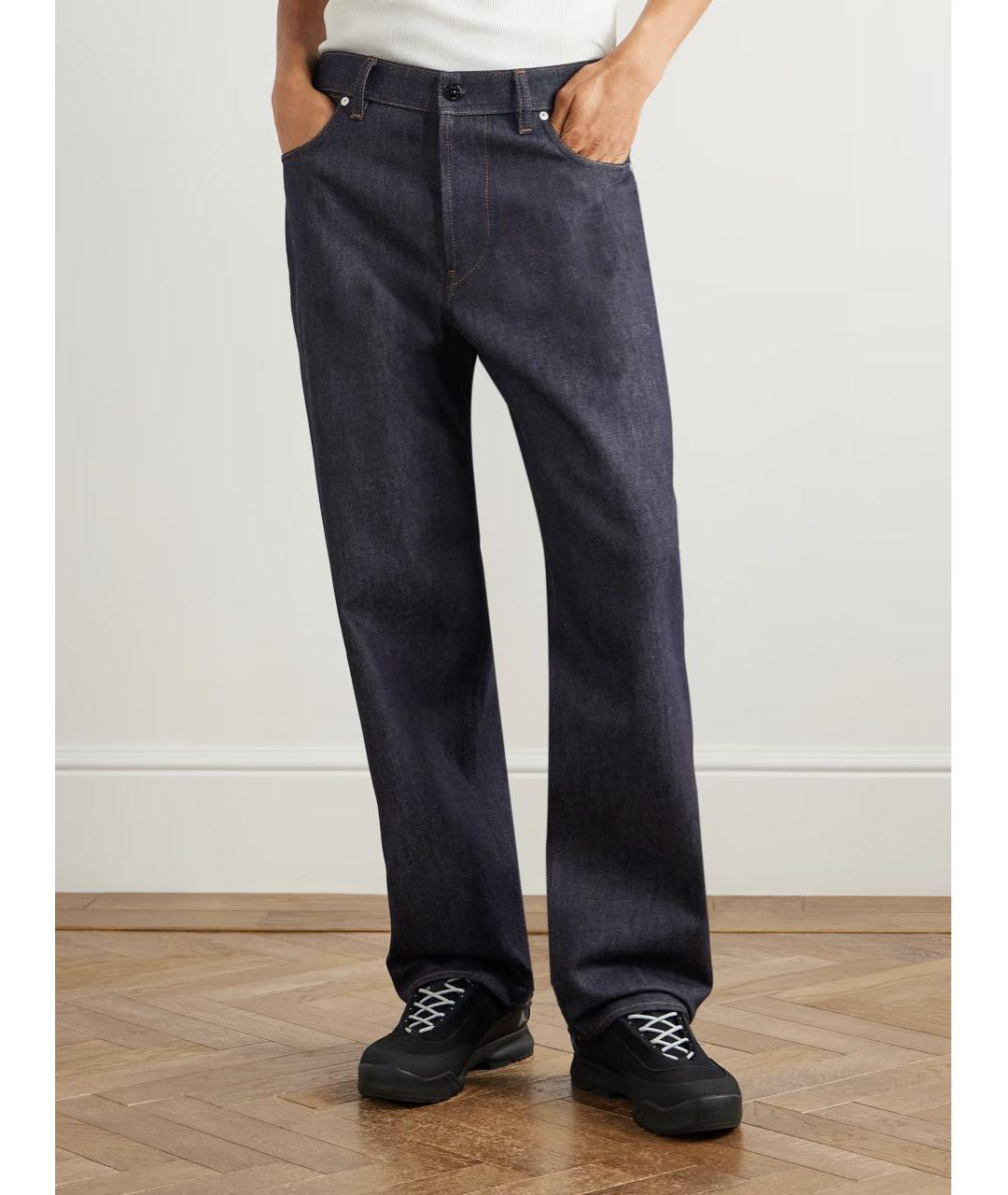 STONE ISLAND Темно-синие хлопковые прямые джинсы, фото 3