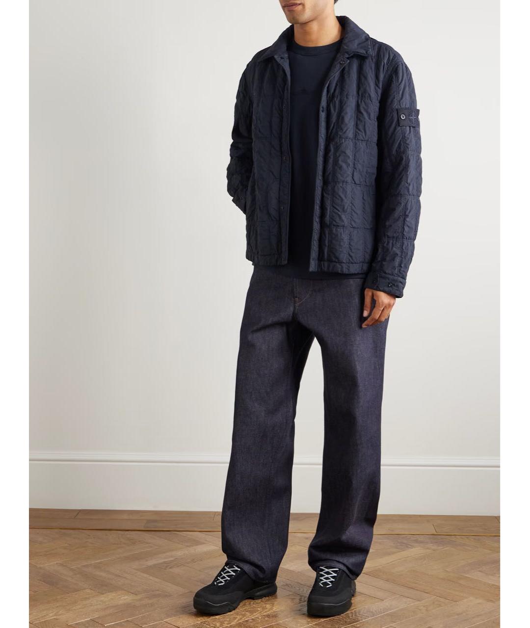 STONE ISLAND Темно-синие хлопковые прямые джинсы, фото 5