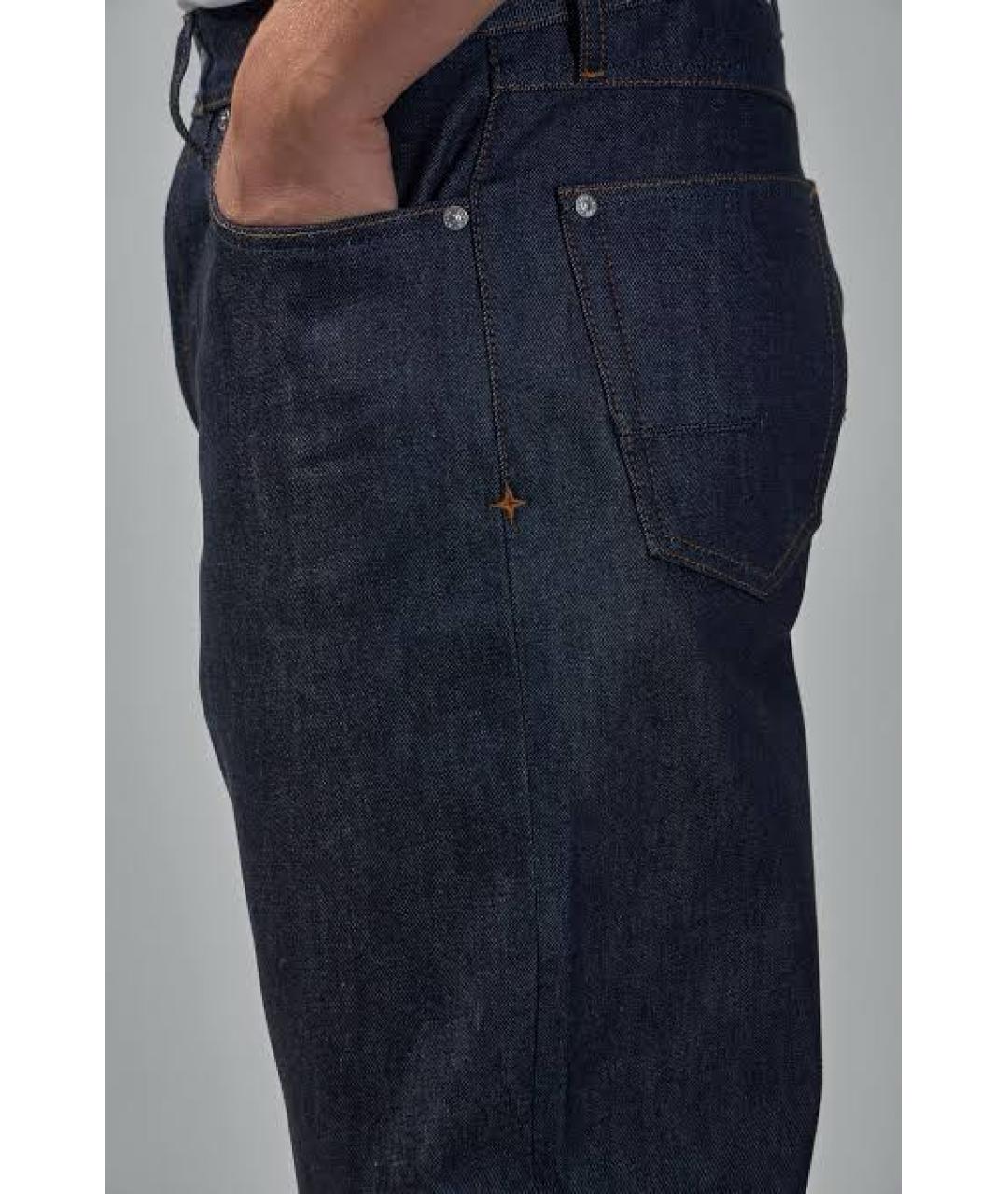 STONE ISLAND Темно-синие хлопковые прямые джинсы, фото 4