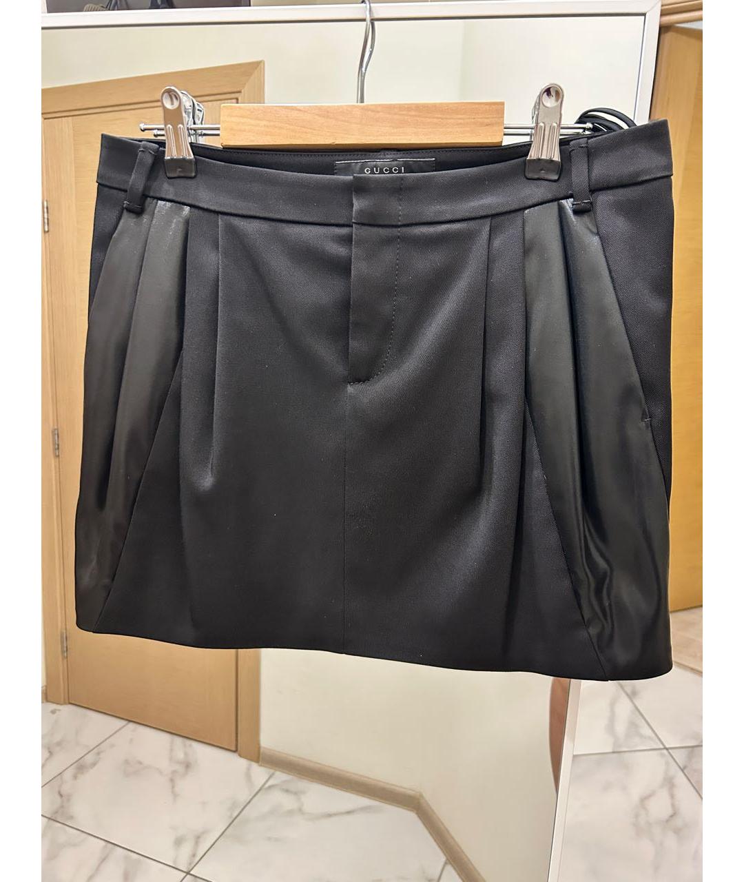GUCCI Черная хлопковая юбка мини, фото 8